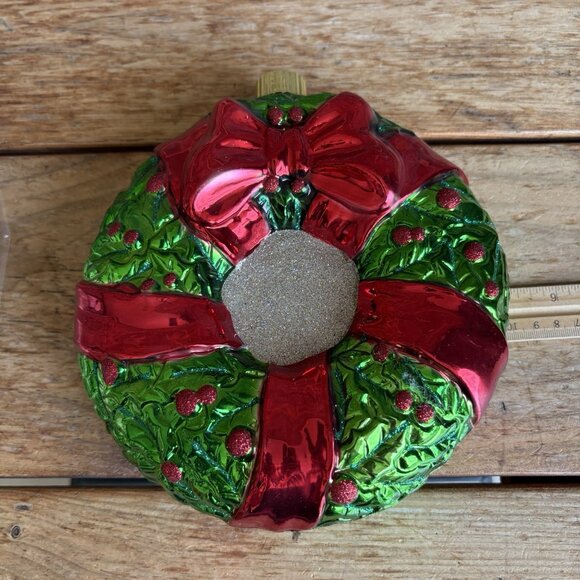 Jumbo Shatterproof Christmas Ornament Wreath 9”x8” - Picture 4 of 6